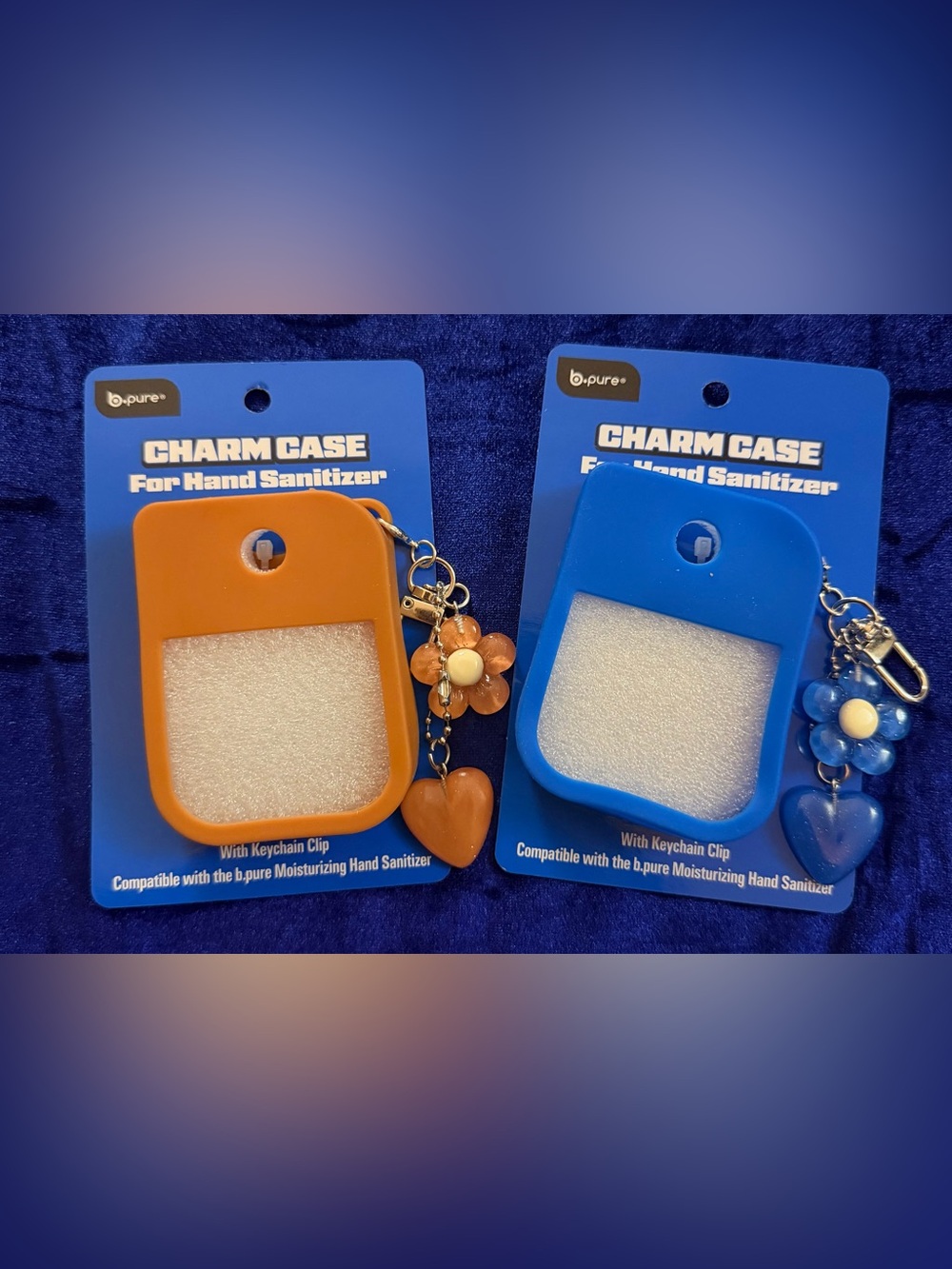 Orange & Blue Charm Case Hand Sanitizer Holder with Keychain Charm